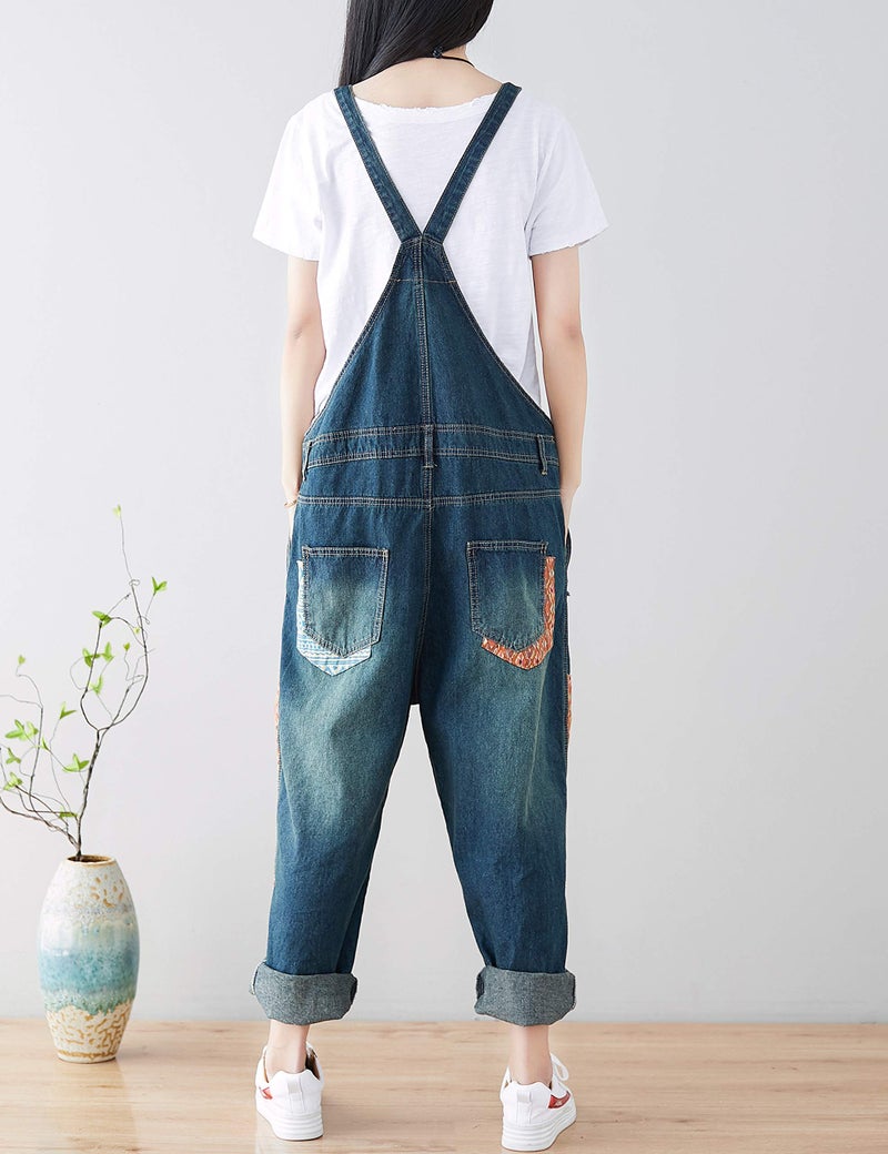 Yeokou Women's Loose Baggy Denim Wide Leg Drop Crotch Jumpsuit Rompers Overalls (One Size, Style 21 Blue) - Image 5